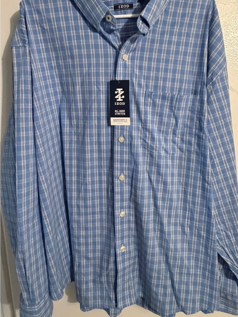 Izod Light Blue Plaid Button-Down Shirt